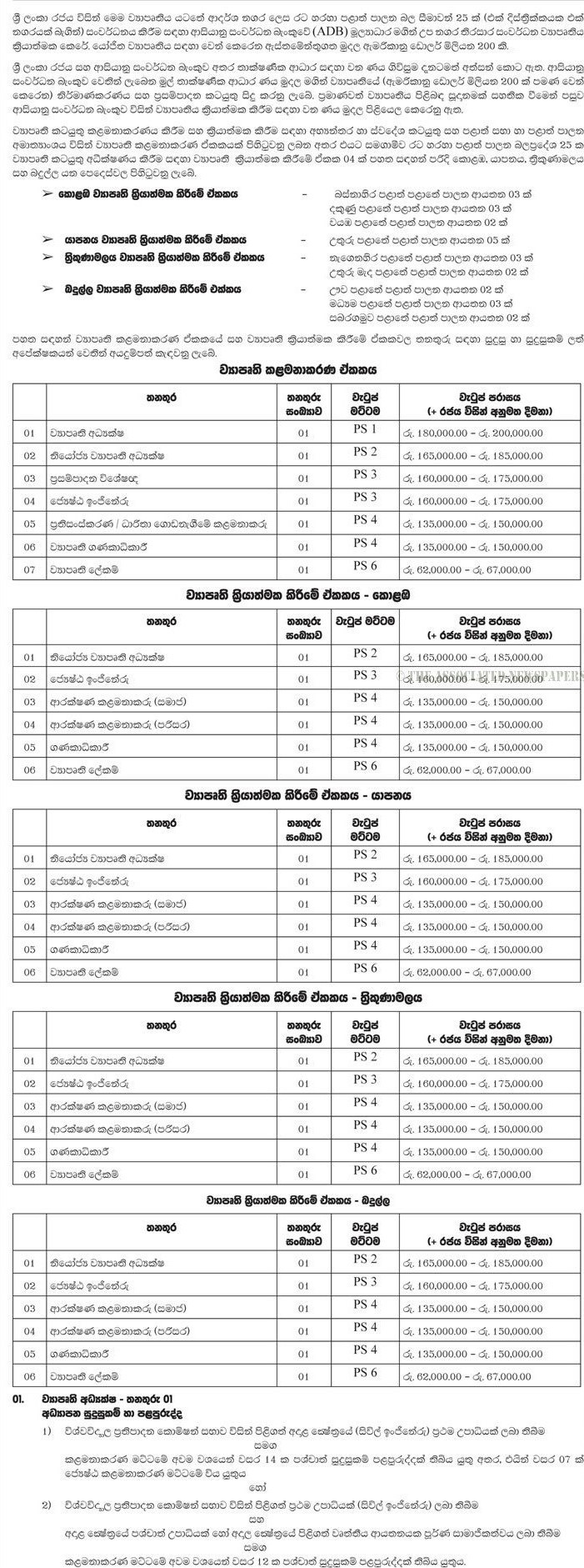 Project Director, Deputy Project Director, Procurement Specialist, Senior Engineer, Reform/Capacity Building Manager, Accountant, Project Secretary, Safeguard Manager - Ministry of Internal & Home Affairs and Provincial Councils & Local Government